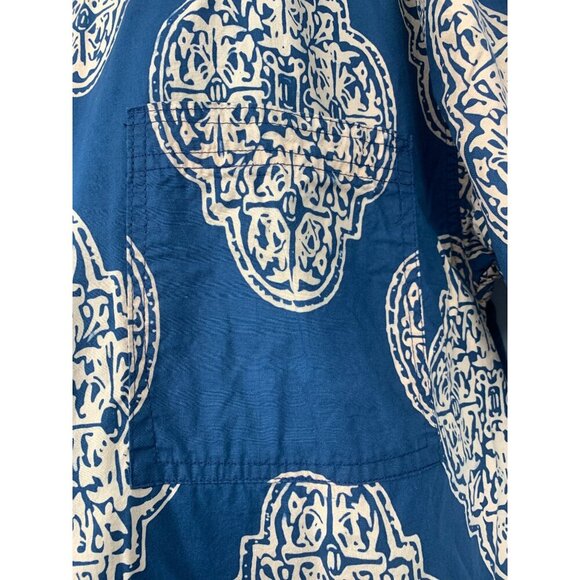 Noa Noa Men Aloha Hawaiian Shirt Size Medium Blue Beige Short Sleeve Button EUC - Picture 7 of 8